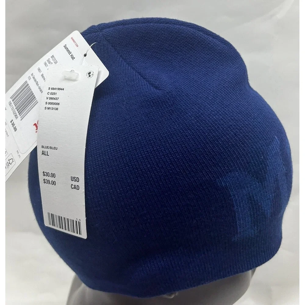 Marmot Unisex Size OS Navy Blue Polyester Summit Beanie Hat New (J6)